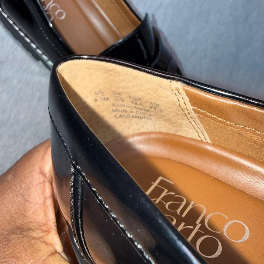 Franco Sarto Women's Patent Loafers Black Slip On Comfort Shoes Size 7.5